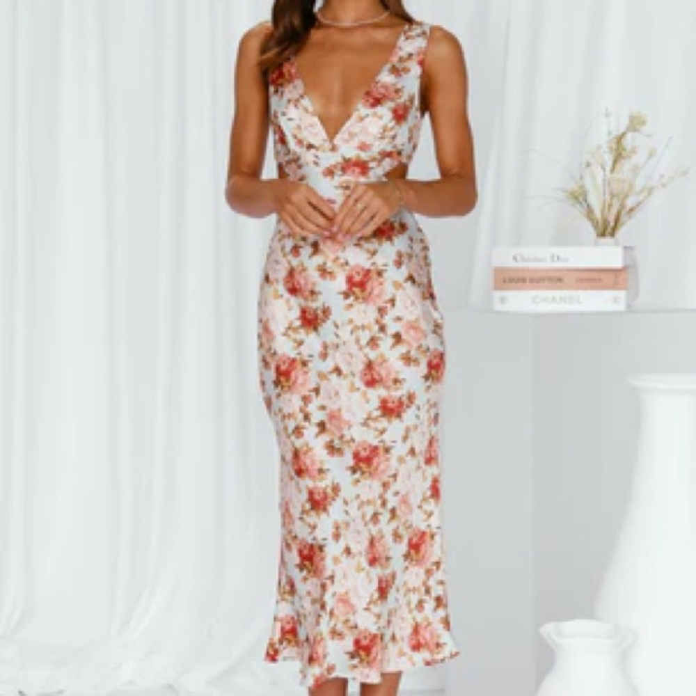 Hello Molly Pink Floral Midi Dress